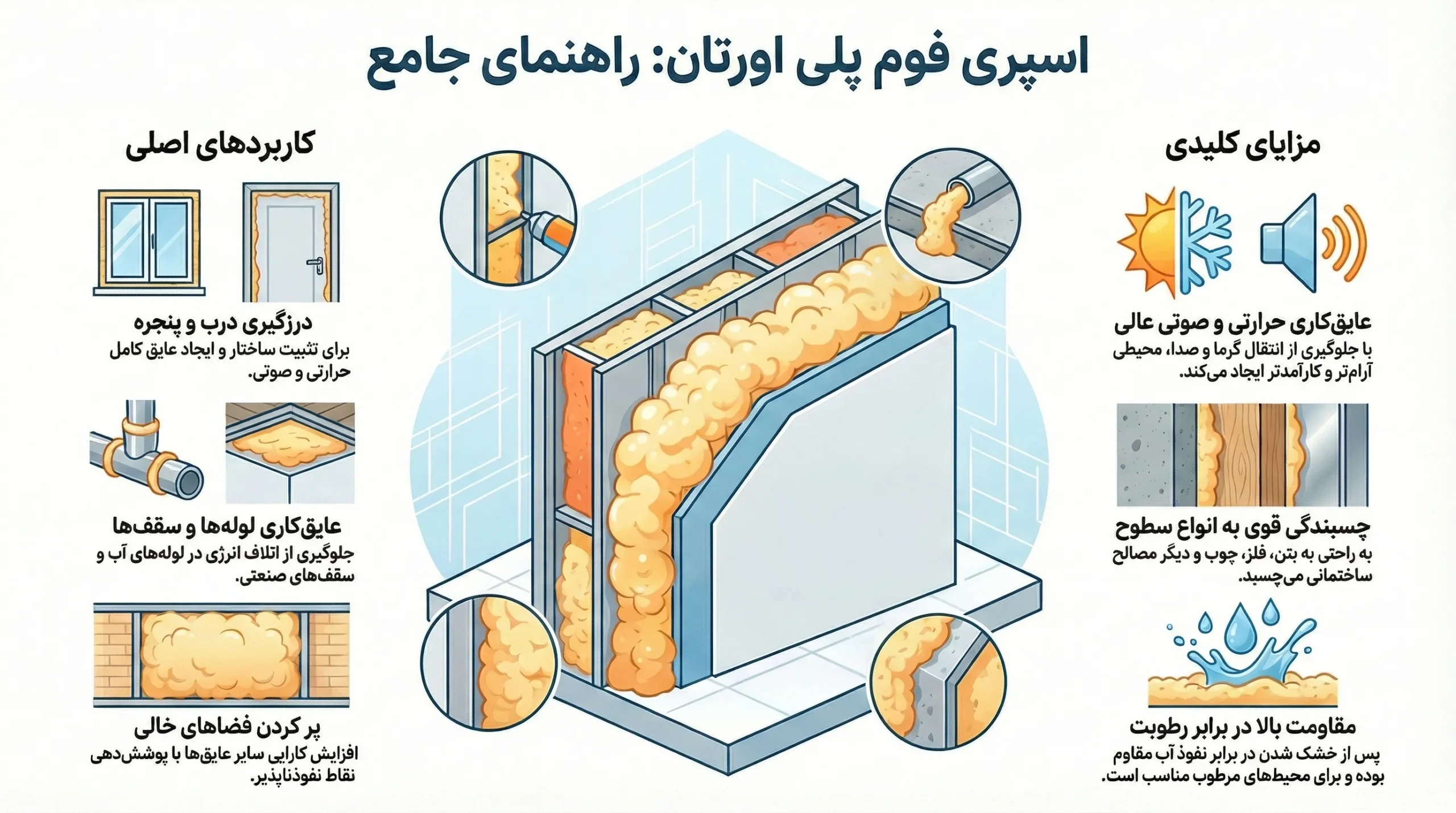 اسپری فوم پلی اورتان چیست؟ + (کاربرد و مدت زمان خشک شدن)